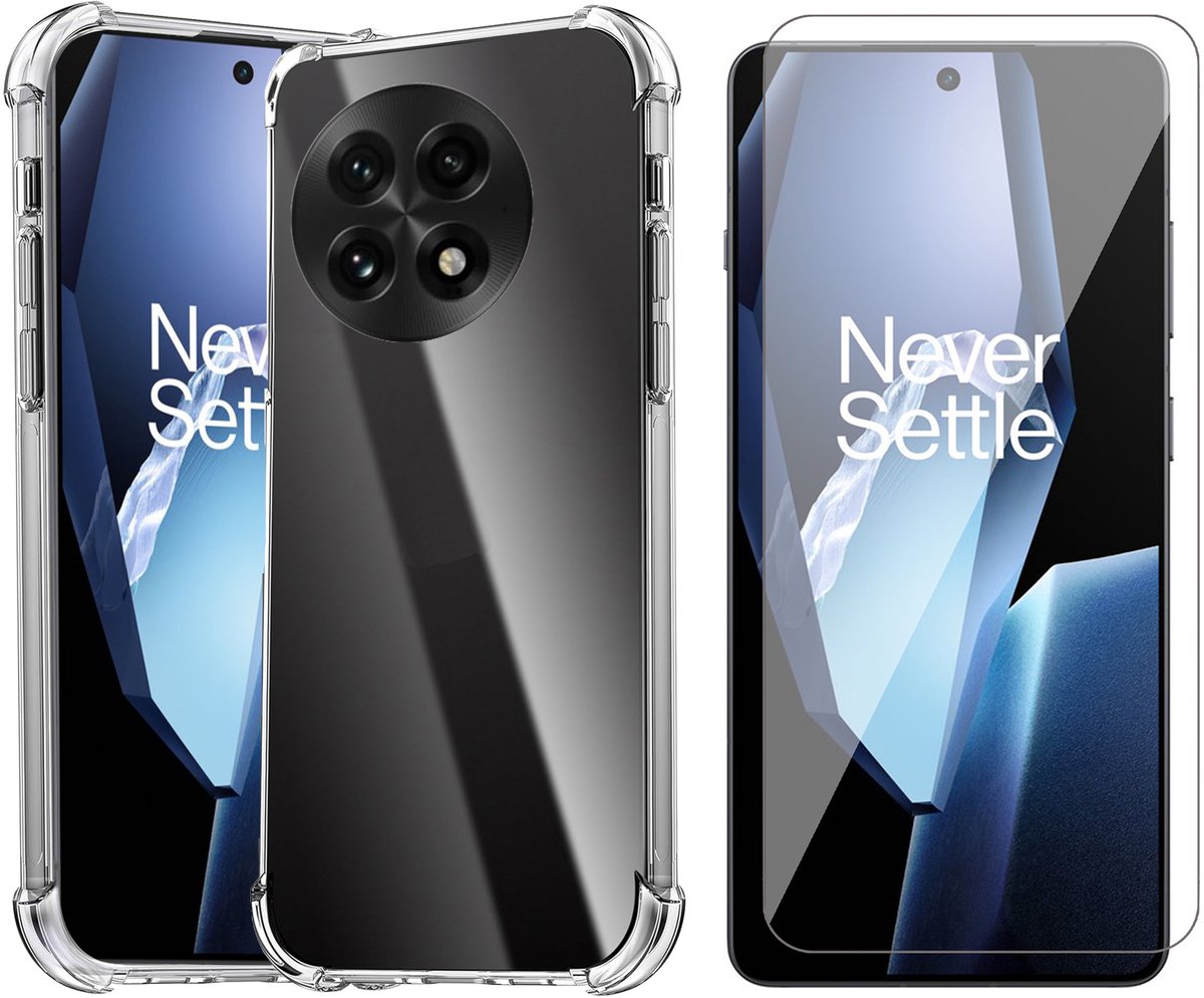 Hoesje geschikt voor OnePlus 13R - Screenprotector Glas - Shockproof Transparant