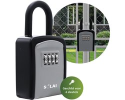 Solai Sleutelkluis met Hangslot – Waterdicht Sleutelkastje zonder Bevestiging – Voor 6 Sleutels – Code Slot – Geschikt voor Buiten – 7,5 x 9,5 cm