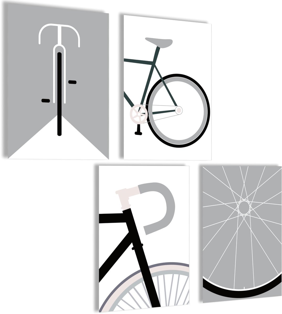 Ibenzoa Abstracte Fietsdecoratie Set - Bauhaus Stijl grijs