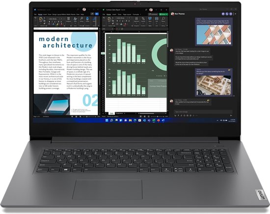 Lenovo V17 G4 IRU Intel® Core™ i7 i7-13620H Laptop 43,9 cm (17.3") Full HD 16 GB DDR4-SDRAM 512 GB SSD Wi-Fi 6 (802.11ax) Windows 11 Pro Engels Grijs - Lenovo - Hoofdafbeelding