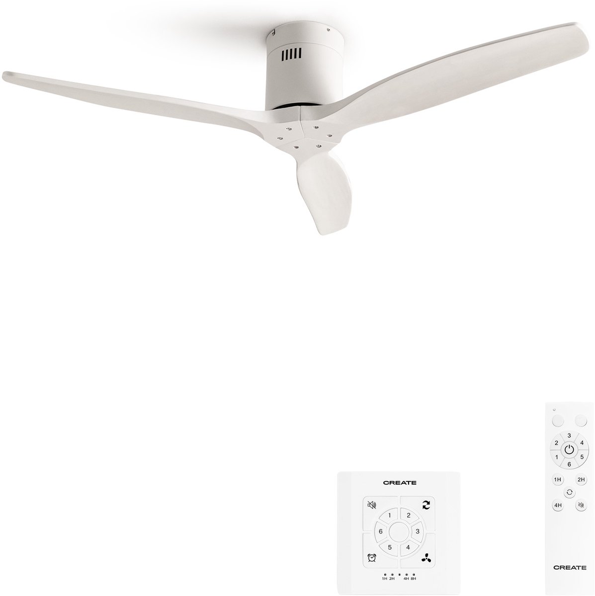 CREATE - Plafondventilator 40W Stil, 100% hout, Kleur Wit Motor - WIND CALM NATURAL WOOD