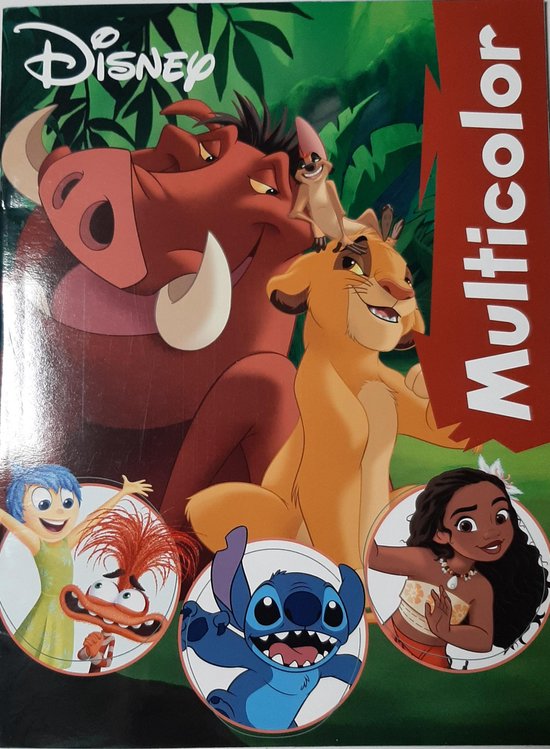 Disney Lion King kleurboek - Timo Pumba en Simba - Inside Out en Moana - Multicolor - 32 blz