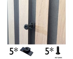 5x Ophangclips voor Akupanel zonder boren – Inwendig schroefdraad – Geschikt voor 13 mm latafstand – Inclusief 5× M4 bout (20 mm) – Wandpaneel montage zonder schade - Akupanel accessoires