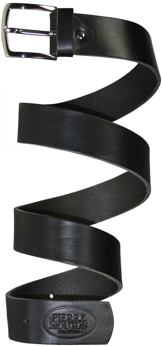 Pierre Mouton - Riem - Volwassenen - Heren - Camrey - Zwart - Natuurleder -120cm - 40mm