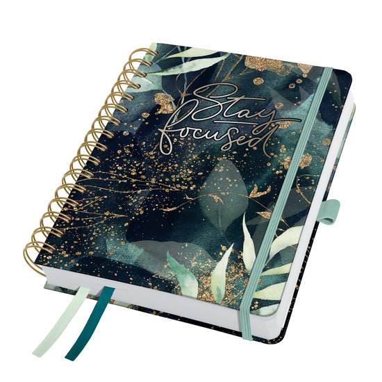 Sigel weekagenda met spiraal 2026 - formaat A5 - Glamorous Leaves - hardcover - SI-J6603