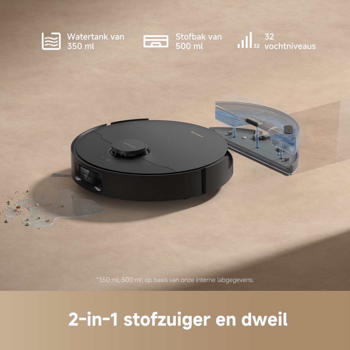 Dreame D20 Pro Plus - Robotstofzuiger met Dweil en Automatisch Leegstation - 13.000 Pa Zuigkracht - Anti-haarverstrikkingstechnologie - Zwart — afbeelding 5
