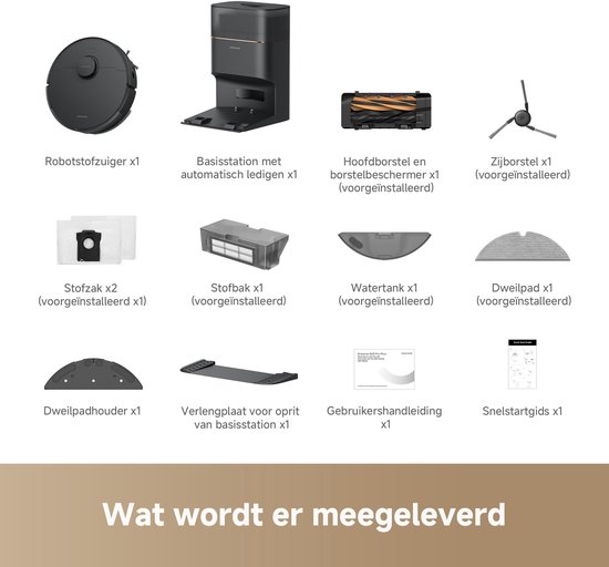 Dreame D20 Pro Plus - Robotstofzuiger met Dweil en Automatisch Leegstation - 13.000 Pa Zuigkracht - Anti-haarverstrikkingstechnologie - Zwart