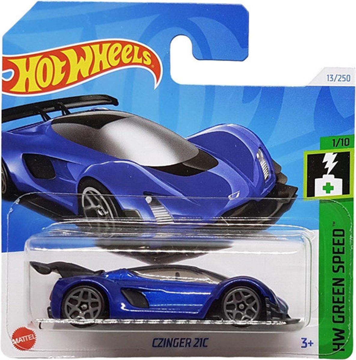 HOT WHEELS CZINGER 21C METALIC BLUE 13/250 HW GREEN SPEED 1/10 SHORT CARD 2025 1:64