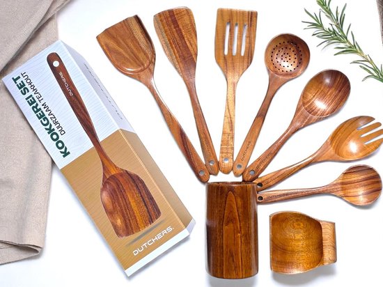 Pro Grade, Super Comfy Houten Lepel, 3 Pc Set. Heavy Duty, Houten Lepels met Lange Handvatten voor Koken, Bakken, Roeren en Mengen in Restaurants of thuis. Beste Keukengerei voor Nonstick Cookware