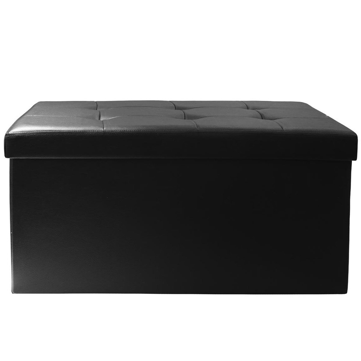 Home Deco Factory Hocker/poef Essestiel - opvouwbaar - zwart - opbergen - MDF/polyester - 76 x 37 cm