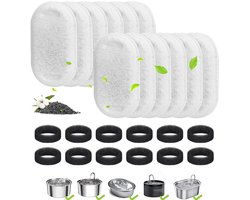 Filters Drinkfontein Kat - 24 x Filter Kattenfontein - Filter Patronen Voor Waterdispensers Voor Huisdieren - Drinkfontein Filters Navulling - Waterfilter & Sponsfilter - Waterfontein Kat Accessoires - 12 Katten Fontein Filters En 12 Pompsponzen