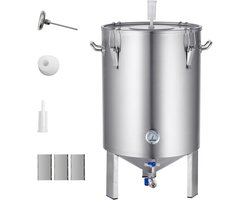 Roestvrijstalen ketel 304, 16 gallon bierbrouw-gistingsvat, thuisbrouwset met voetstuk, deksel, handvat, ventiel, tapkraan, thermometer voor het brouwen