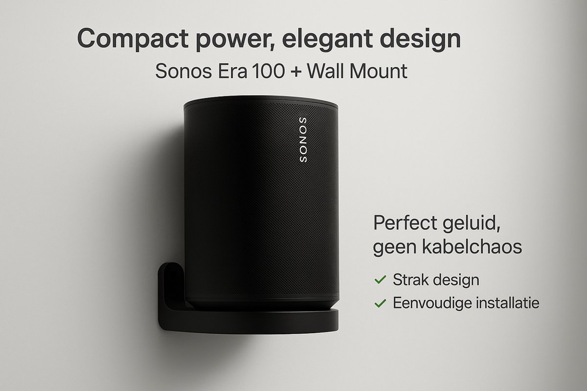 Wall Mount for Sonos Era 100, Tilt, Swivel for Better Audio Fun, Cable Management, Supports up to 3 kg (1 Holder, Black Wall Mount for Sonos Era 100, Tilt, Swivel for Better Audio Fun, Cable Management, Supports up to 3 kg (1 Holder, Black