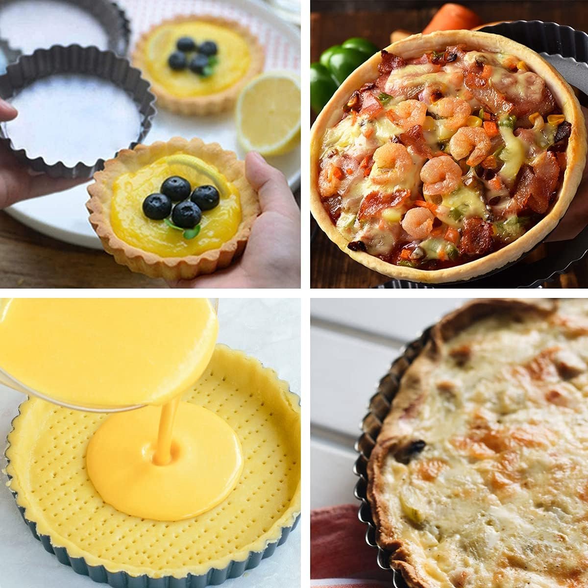 Quichevormpjes - Met Losse Bodem - 4 Stuks - Gebak Vormen -Taartvorm - Cakevorm - Taartpan - Fruitcakevorm - Taartbodemvorm - Eiertaartvormen - Quichepan - Bakspullen - Bakplaat - Ronde Bakvorm - Antiaanbaklaag - ø 10.5 Cm – foto 7