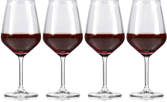 alpina Verres à vin Vin Rouge - 4 Pièces Verres à vin Vin - Verre à Vin 50cl - Set de Verres à vin - Set de Verres pour Dîner - Verres à Vin - Glas Transparent