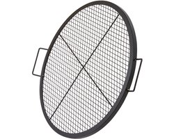 30 inch Ronde X-Marks Vuurkorf-Grillrooster Zwart, Robuust Staal, Draagbaar met Handvat voor Kamperen, Barbecueën, Buitenfeesten