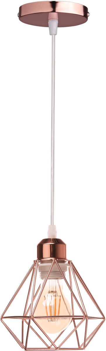 Hanglamp Industrieel E27 Hangende Lampen Metalen Cage Kroonluchter Vintage 16cm Roze