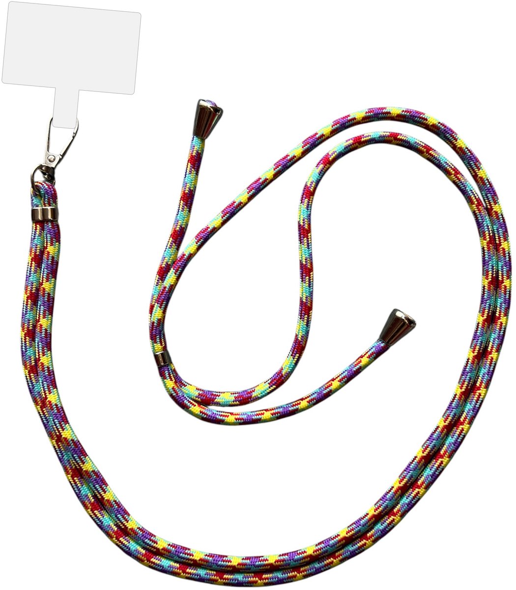 Smartphonica Telefoonkoord Universeel - verstelbaar afneembaar koord voor mobiele telefoon - 150 CM - Telefoonketting Regenboog