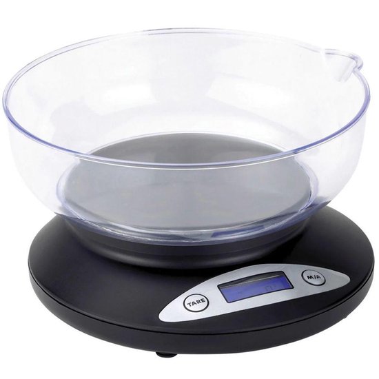 Tristar KW-2430 Keukenweegschaal - Digitale keukenweegschaal met kom - Tot 2 kilogram - Zwart