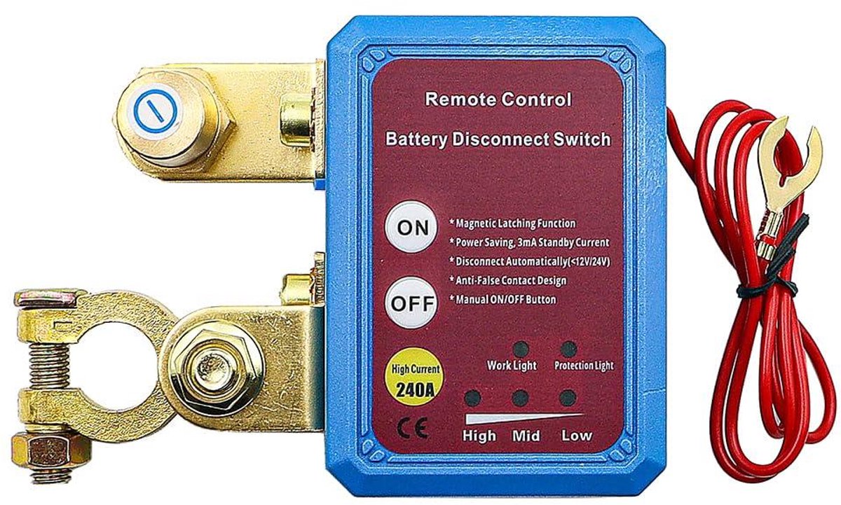 Accu-onderbreker voor auto, 12 V, accuschakelaar, 12V-relais, 200 A, met 2 afstandsbedieningen, voor loskoppelen van accu als diefstalbeveiliging, voor auto, motor, vrachtwagen, camper, boot (200 A