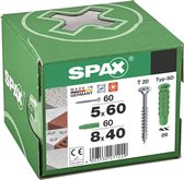 Chevilles SPAX type SD 8 x 40 mm + vis universelle SPAX, 5 x 60 mm, tête fraisée, filetage partiel, T-STAR plus T20, WIROX, 60 + 60 pièces - 5000001200025