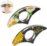 Lot de 2 Boek -pages en résine avec Bloem séchées, fait à la main, avec de vraies Fleurs , pour le pouce , accessoires de lecture, Ring -livre, marque-page pour enseignants