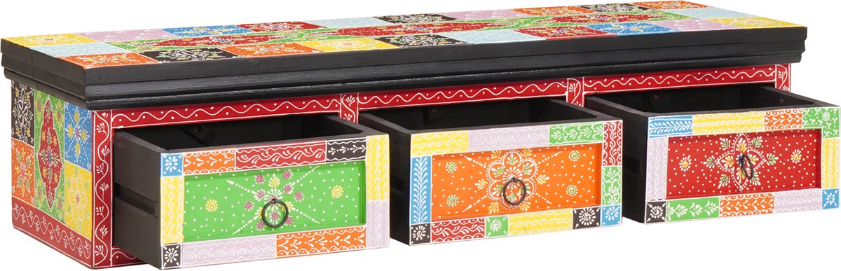vidaXL - TV - Kast - met - lade - Multikleur - 100 - x - 30 - x - 24 - cm - Massief - mangohout