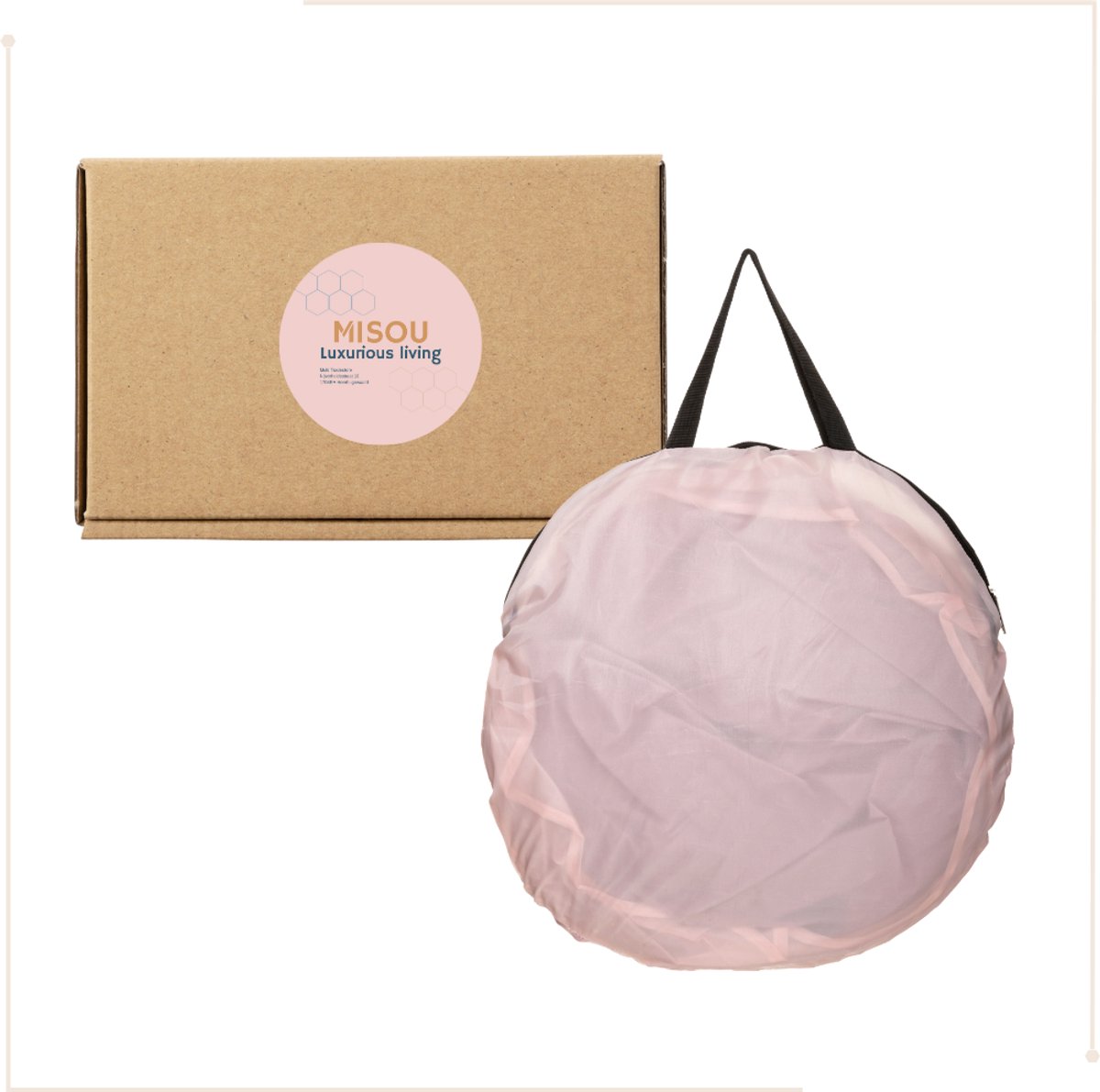 MISOU Pop Up Speeltent voor Kinderen - Kindertent Voor Meisjes - Geschikt voor Binnen & Buiten - 120x120x160cm - Speelhuisje Kind - LILY Roze — afbeelding 5