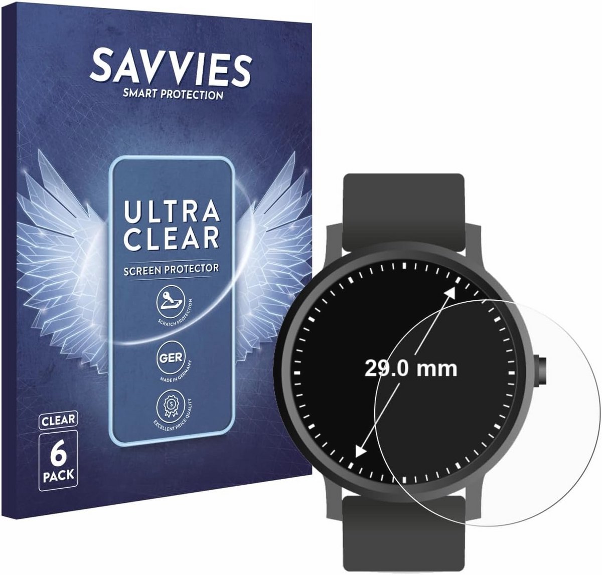 6 Stuks Ultra Transparante Schermbeschermer voor Rond Horloges (ø: 29 mm)
