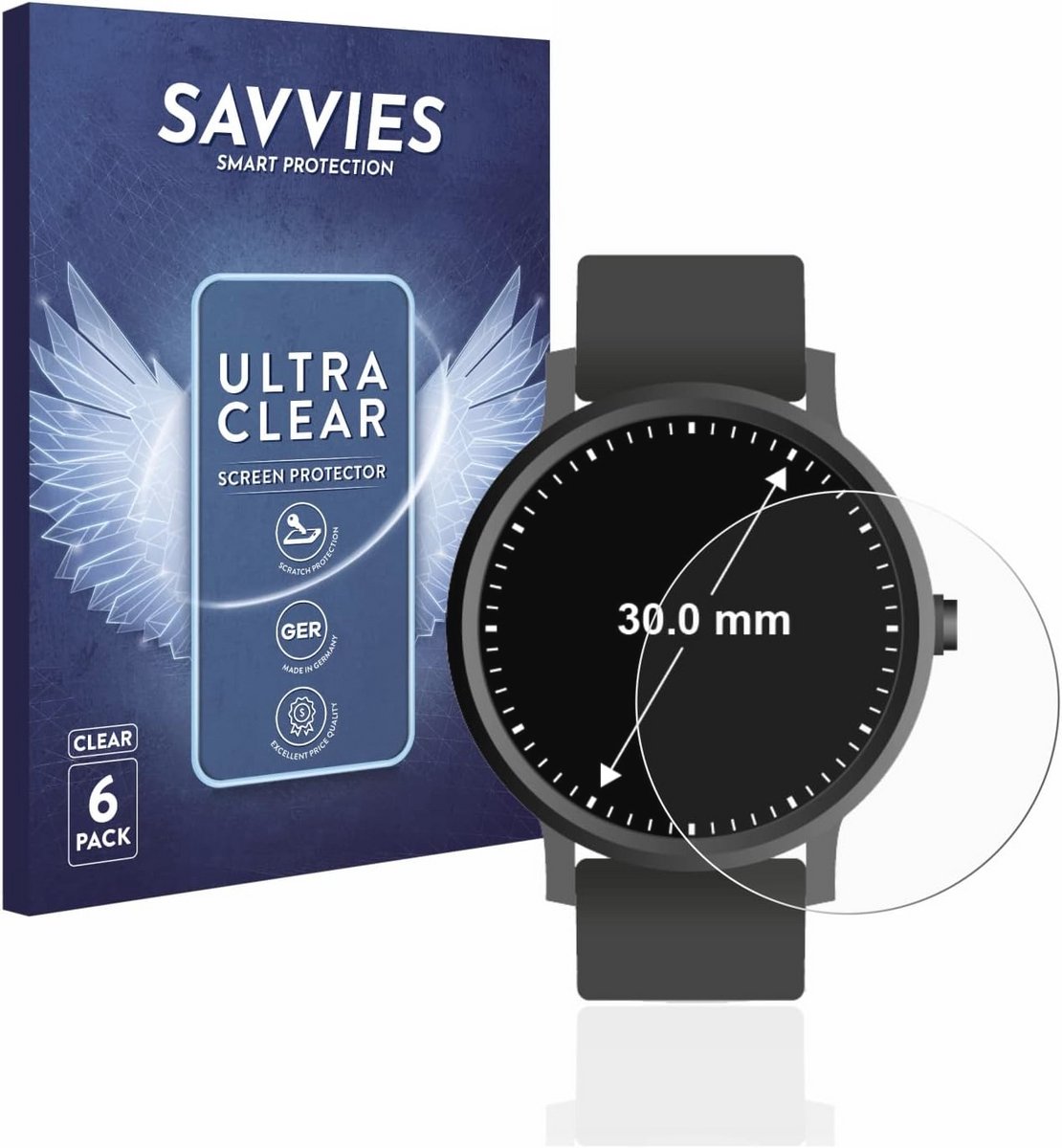 6 Stuks Schermbeschermer voor Horloges - Ultra Transparant (Rond, ø: 30 mm)