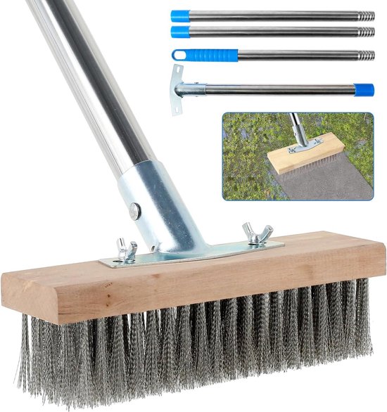 Draad Bezem Borstel Roestvrij Stalen Vloer Schrobborstel Binnenplaats Onkruid Mos Verwijderaar Tool Bezem Borstel Voor Douche Muur Garage Tuin Patio Dek Exclusief W