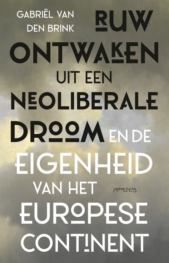 Boekcover: Ruw ontwaken uit een neoliberale droom en de eigendom van het Europese continent. Titel in grote letters op een achtergrond van bewolkte hemel.
