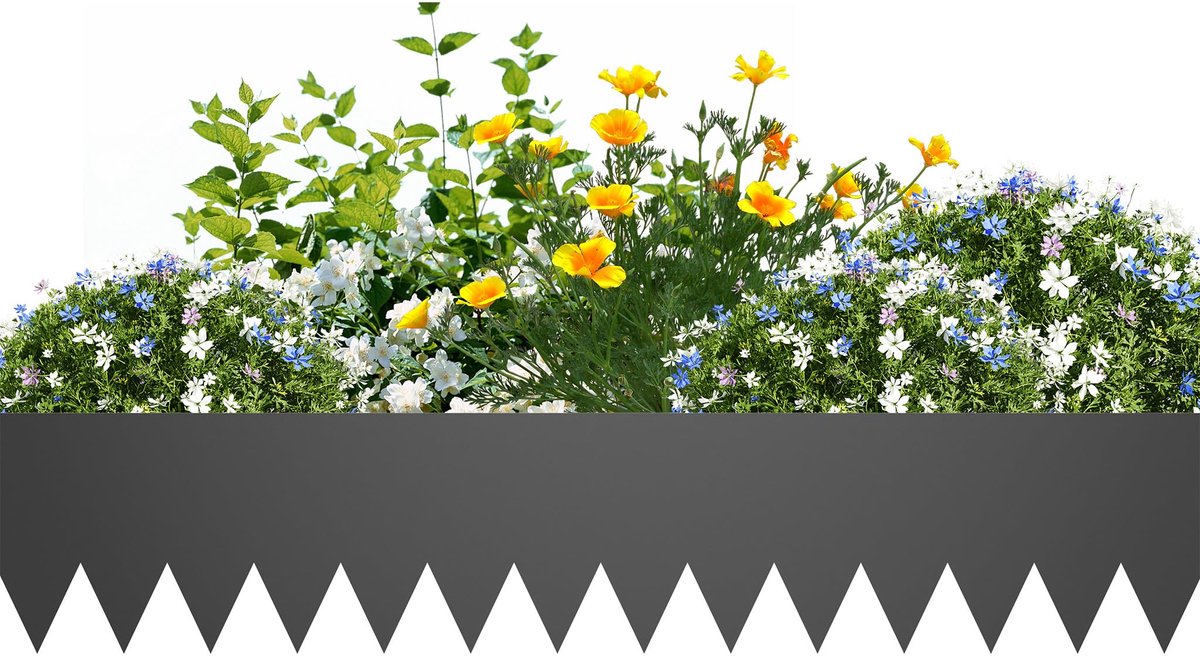 Aufun Gegalvaniseerde gazonrand – Flexibele gazonrand – 200 mm hoog – Stalen tuinrand – Bloemperkrand, tuinbestratingrand – 5 stuks, 5 m – Antraciet