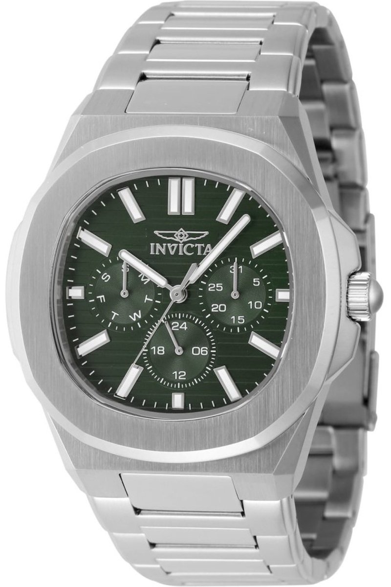 Invicta Speedway 48329 Heren Horloge - Waterdicht - Analoog - Quartz Uurwerk - Roestvrij Staal met groene Wijzerplaat - 41mm