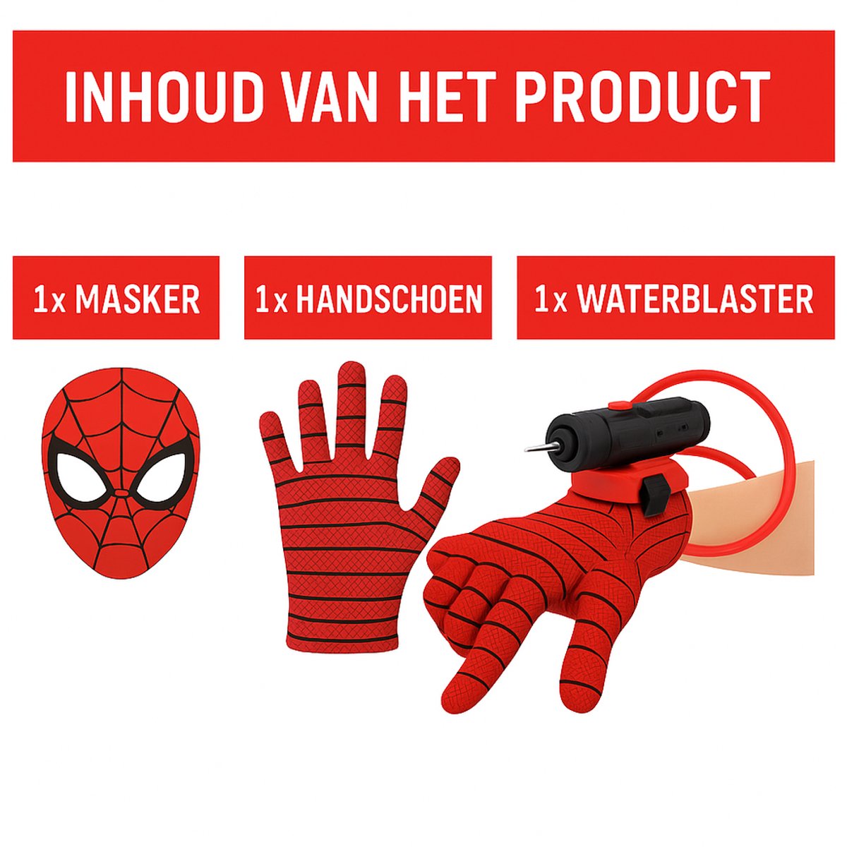 Marvel Waterpistool spiderman -waterpistool met masker - voor kinderen - Rollenspelspeelgoed - Zomerwaterspeelspeelgoed - — afbeelding 3