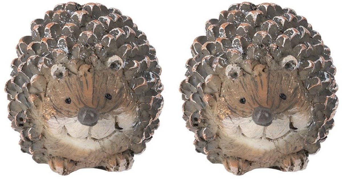 Ibenzoa® Set van Twee Decoratieve Resineiguren: Egel (7,5 x 6 x 5,5 cm)