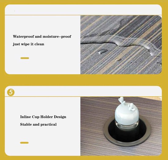 Laptoptafel, waterdicht en vochtwerend, met een bekerhouder met decoratie.