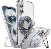 Coque compatible avec iPhone 16 avec Ring de support à 360 ° - Coque MagSafe transparente antichoc avec poignée