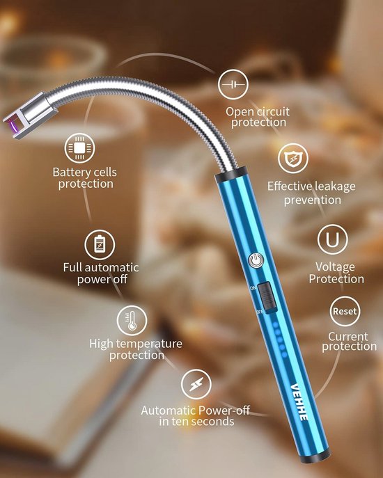 BAILEYU Elektrische aansteker plasma boogaanstekers USB oplaadbare intrekbare (11,4 -27,5 ) super lange aansteker voor kaars camping BBQ keuken, wit
