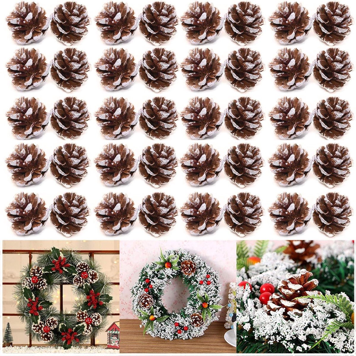 Kerst dennenappels decoratie, 8 stuks natuurlijke