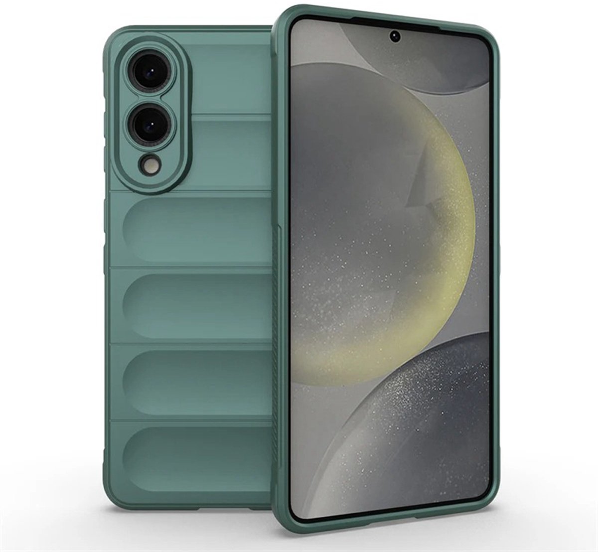 MobyDefend Hoesje - Geschikt voor Samsung Galaxy S25 Edge - TPU Gripcase - Groen
