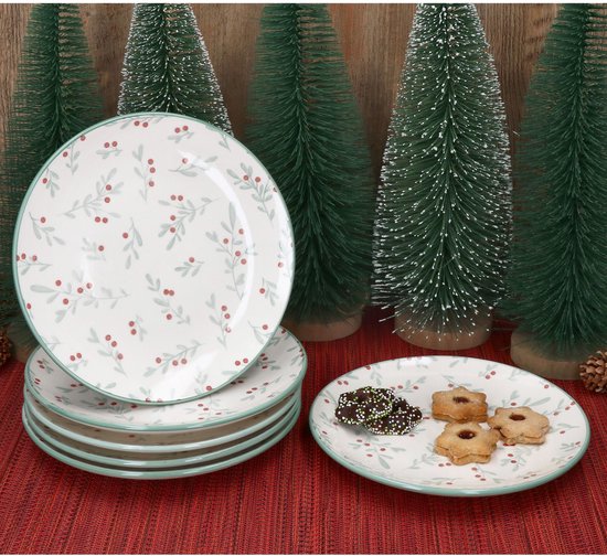 Set van 6 ontbijtborden - 20 cm - meerkleurig - 6 personen - aardewerk