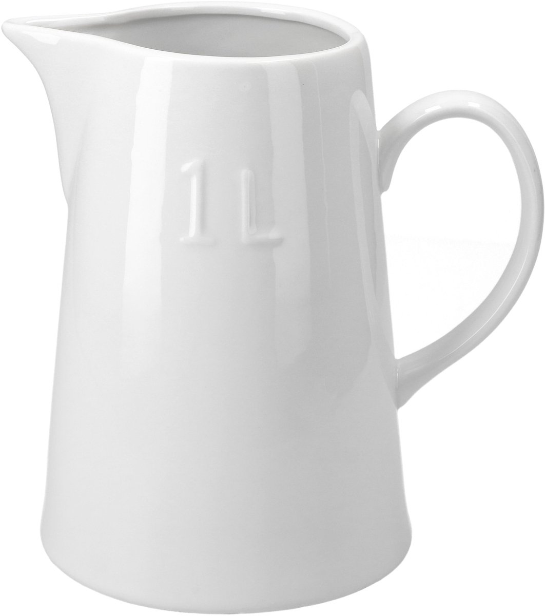 Melkkan 1 liter wit keramiek 18,5 x 9,5 cm - 24304008
