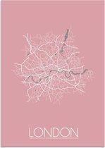DesignClaud London Plattegrond poster Roze A3 + Fotolijst wit