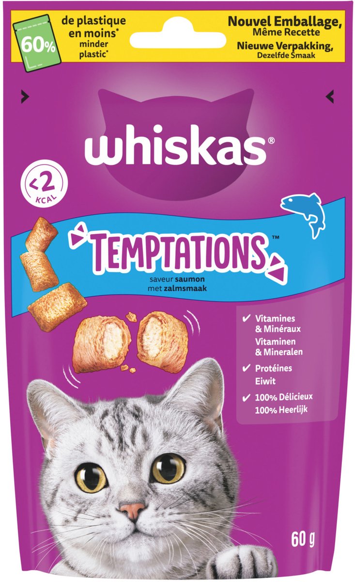 Whiskas Temptations - Verwensnacks - Zalm 60 g