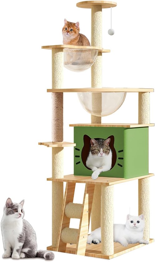 Krabpaal groot, 140 cm hoog, kattenboom met 2 krabzuilen