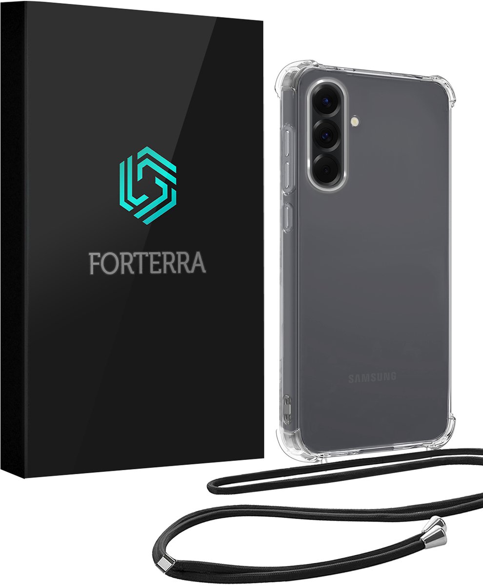 Hoesje Geschikt voor Samsung Galaxy A56 - Met Koord - Shock Proof - Siliconen Case - Telefoonkoord - Back Cover - Telefoon Hoes Shockproof - Telefoonketting - Transparant