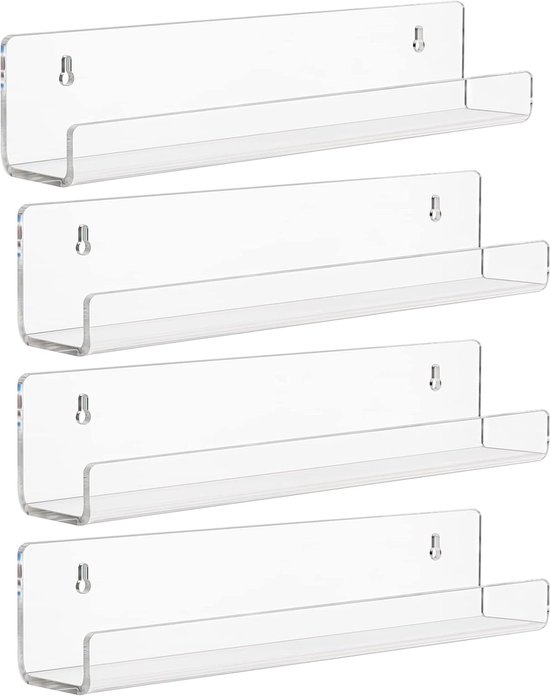 Étagères flottantes transparentes - Set de 4 - Acryl - 34,8 x 5,8 x 7,8