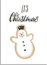 DesignClaud Kerstposter It's Christmas Sneeuwpop - Kerstdecoratie Kleurrijk A4 poster (21x29,7cm)