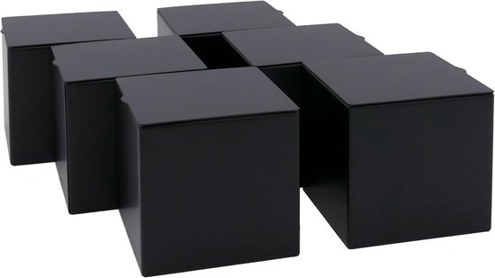 6 x boîte de conservation/boîte à thé carrée, étanche aux arômes, en métal pour environ 75 g d'Earl Grey | 6,4 x 6,8 x 6,8 cm (H, L, P) | également idéal comme boîte à café ou à épices